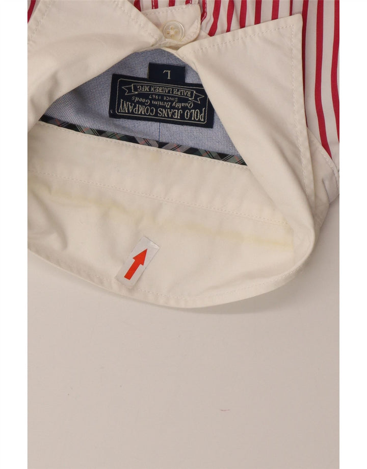 RALPH LAUREN Chemise Homme Grande Rayure Rouge Coton