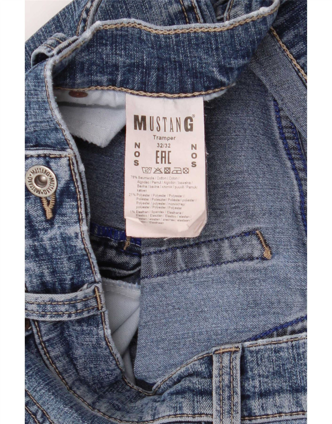 Mustang Tramper Slim Jeans W32 L32 Bleu Coton