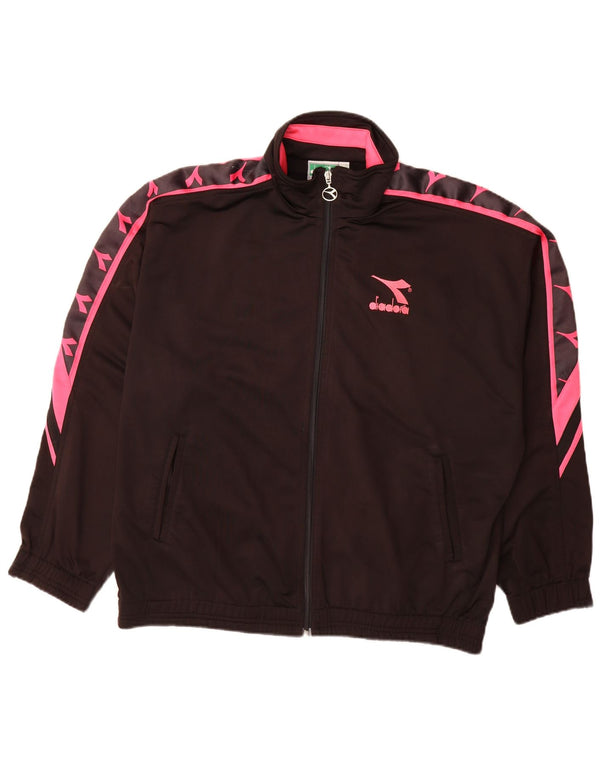 Diadora Veste de survêtement pour homme UK 42 Large Noir Colorblock Polyester