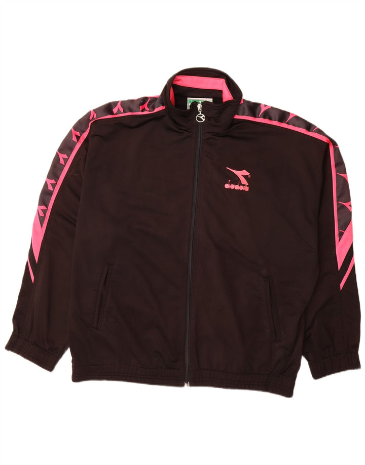 Diadora Veste de survêtement pour homme UK 42 Large Noir Colorblock Polyester