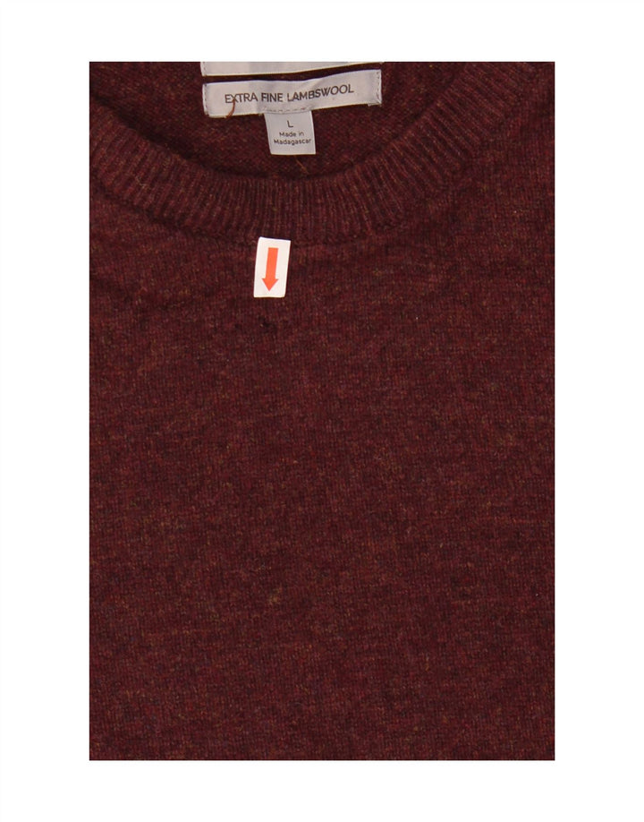 Marks & Spencer Pull à col rond pour homme en laine bordeaux Taille L