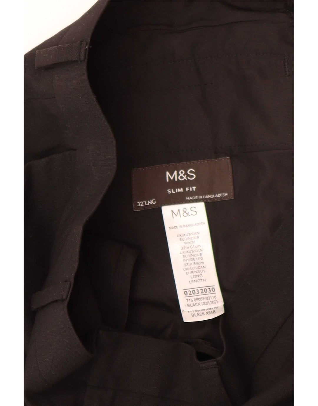Marks & Spencer Pantalon de costume coupe slim pour homme W32 L33 Noir Polyester