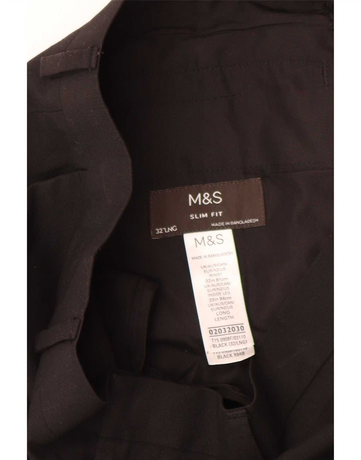 Marks & Spencer Pantalon de costume coupe slim pour homme W32 L33 Noir Polyester