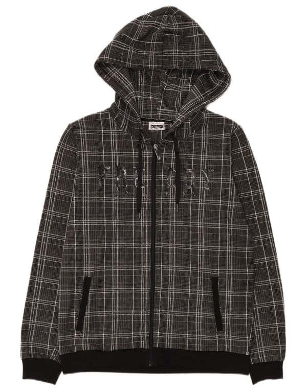 Freddy Pull à capuche zippé graphique pour femme UK 10 Petit gris à carreaux en coton