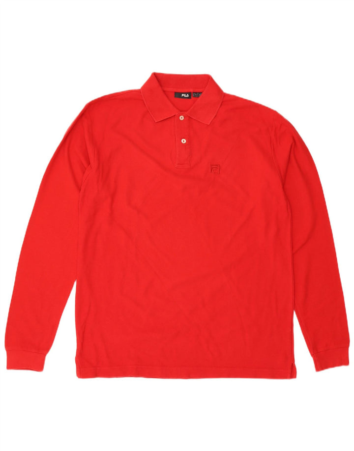 FILA Polo à manches longues pour hommes, grand rouge