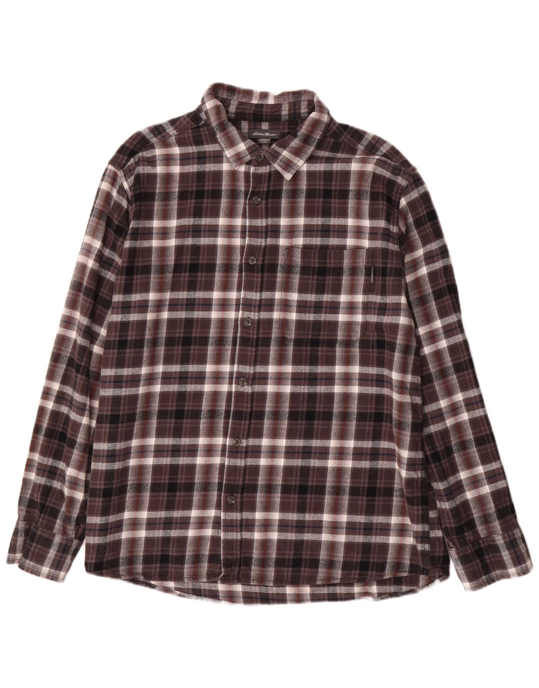 EDDIE BAUER Chemise en flanelle à carreaux pour hommes XL en coton à carreaux marron