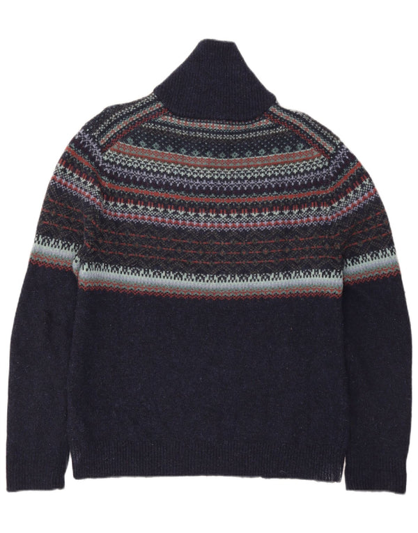 White Stuff Pull à col polo pour homme en laine Fair Isle bleu marine Taille L