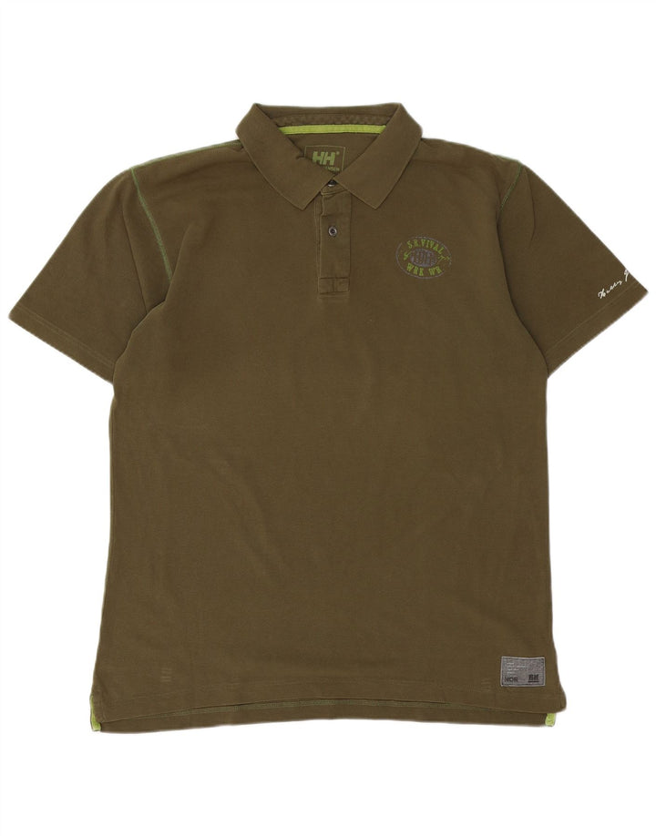 HELLY HANSEN Polo Graphique Homme Grand Kaki Coton