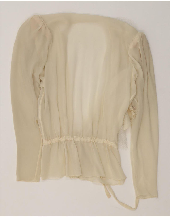 vintage Femmes Voir à travers Wrap Blouse Top UK 16 Grand Blanc Cassé