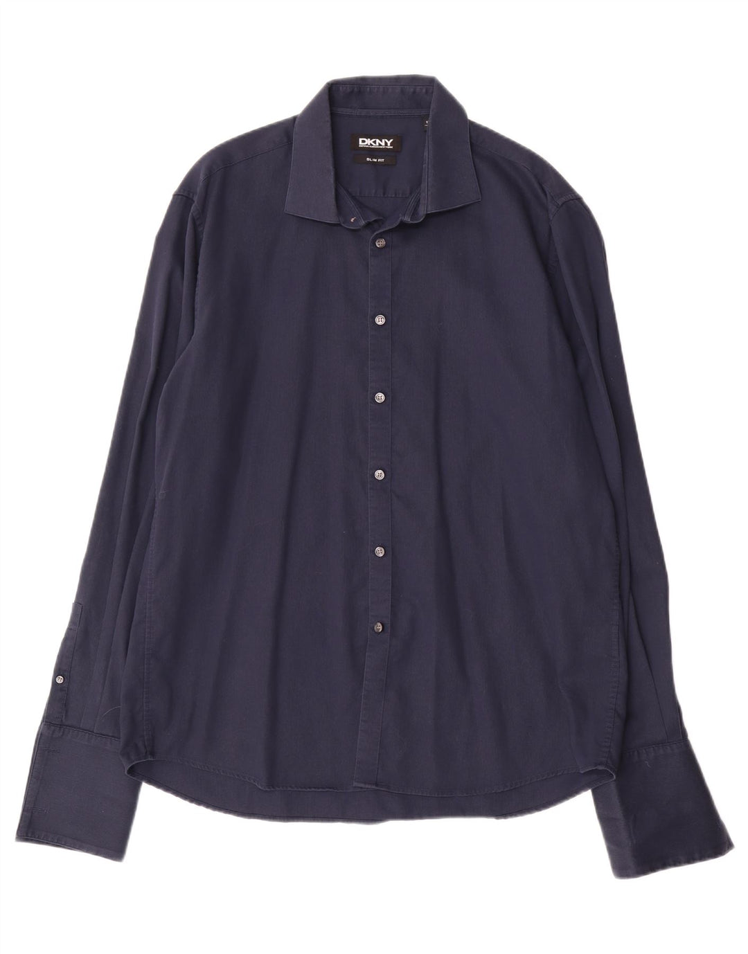 DKNY Chemise Slim Fit Homme Taille 17 1/2 44 XL Coton Bleu Marine