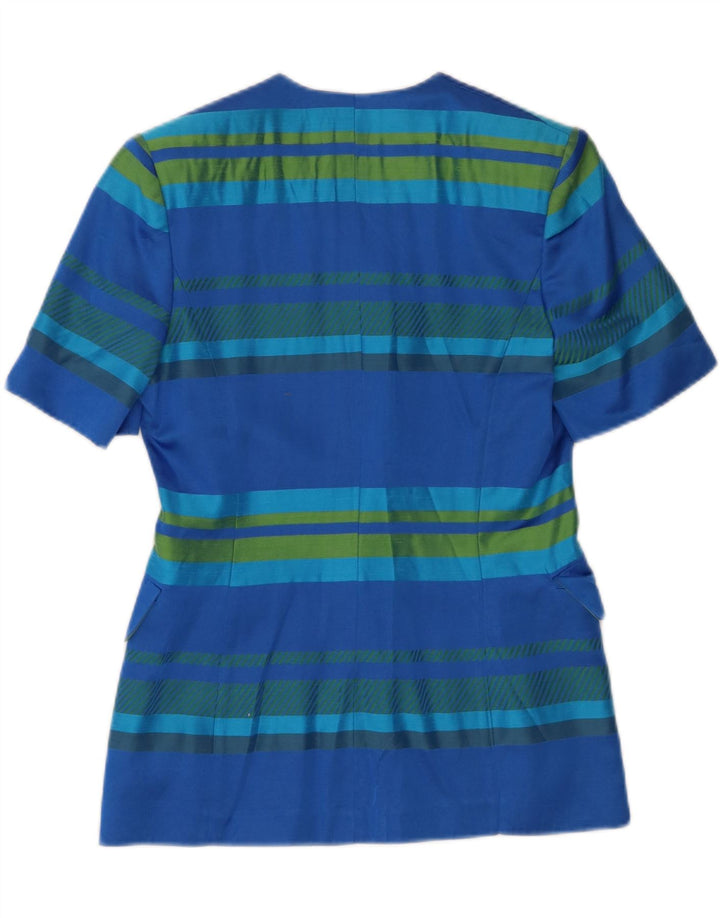 VINTAGE Womens 3 Button Blazer Jacket UK 12 Medium Blue Striped Vintage Vintage and Second-Hand Vintage from Messina Hembry 