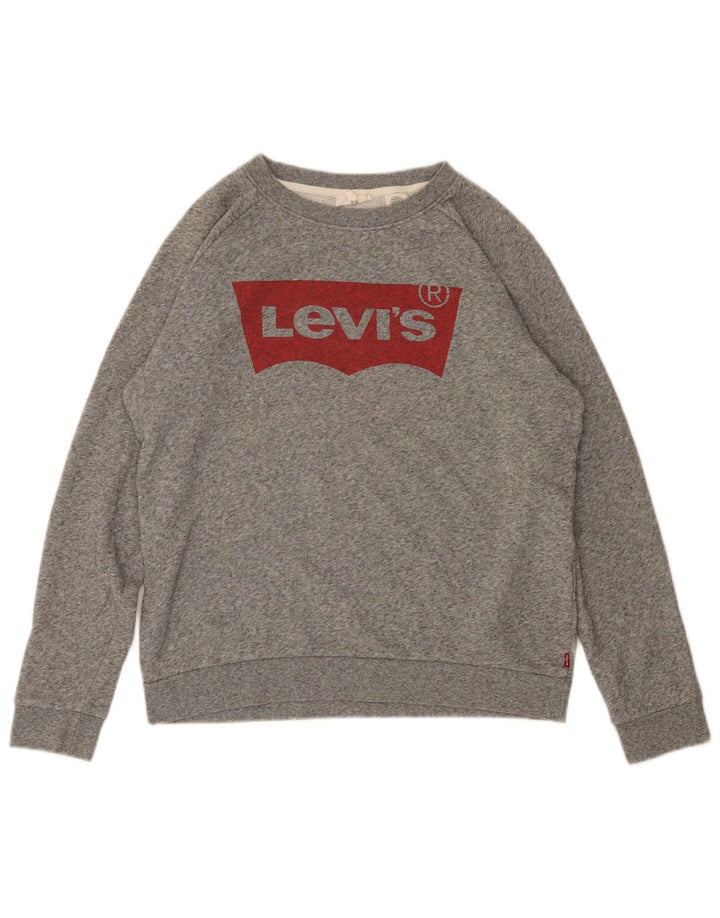 Levi's Sweat-shirt graphique pour femme UK 10 Small Gris Moucheté Coton