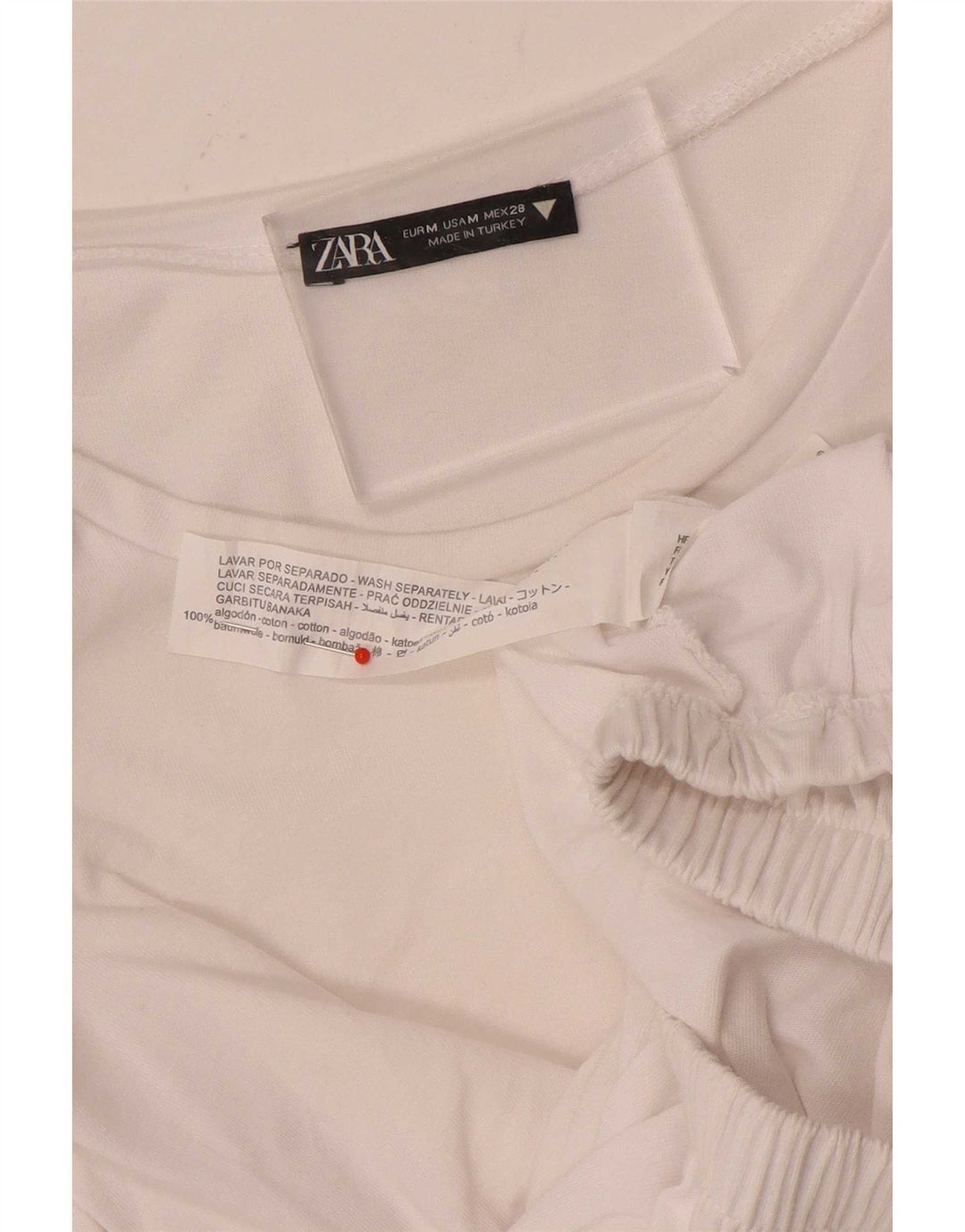 Zara Womens Crop Blouse Top UK 12 Coton Blanc Moyen
