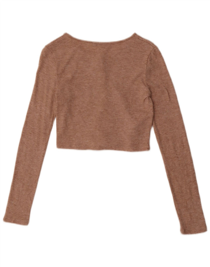 Zara Femme Crop Top UK 8 Petit Beige Moucheté