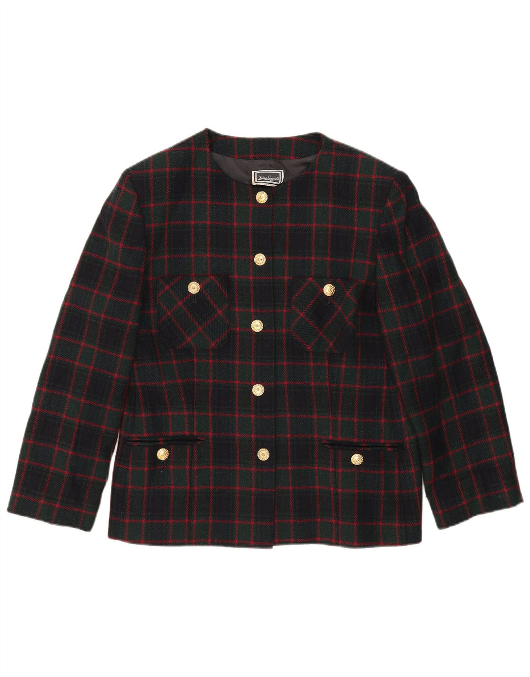 Luisa Spagnoli Veste blazer à 5 boutons pour femme UK 14 en laine à carreaux verts