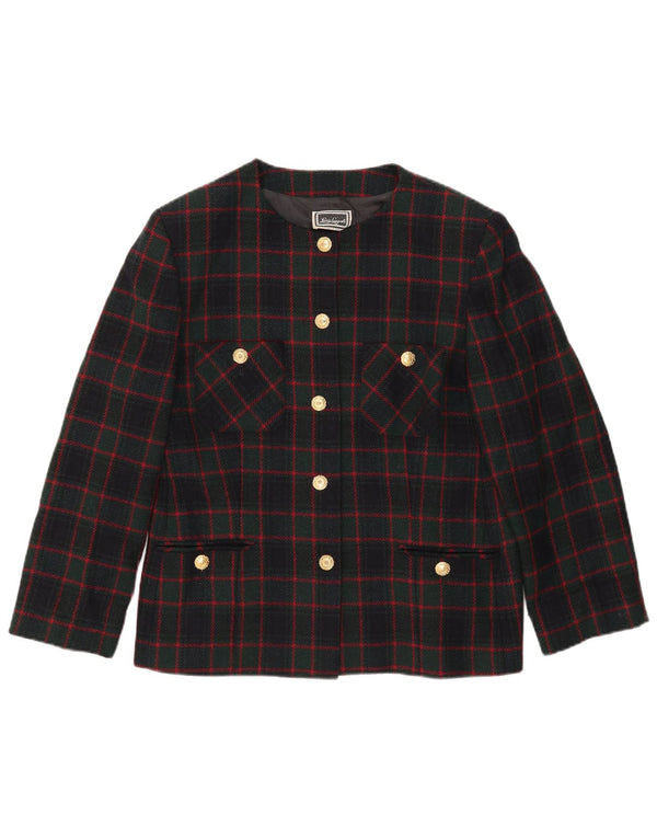 Luisa Spagnoli Veste blazer à 5 boutons pour femme UK 14 en laine à carreaux verts