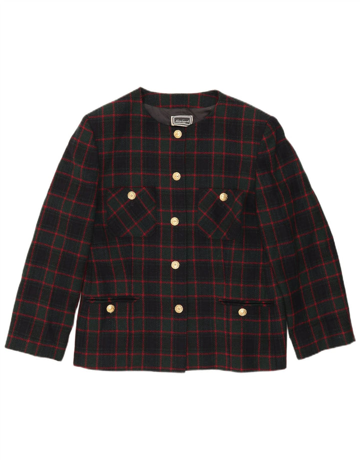 Luisa Spagnoli Veste blazer à 5 boutons pour femme UK 14 en laine à carreaux verts