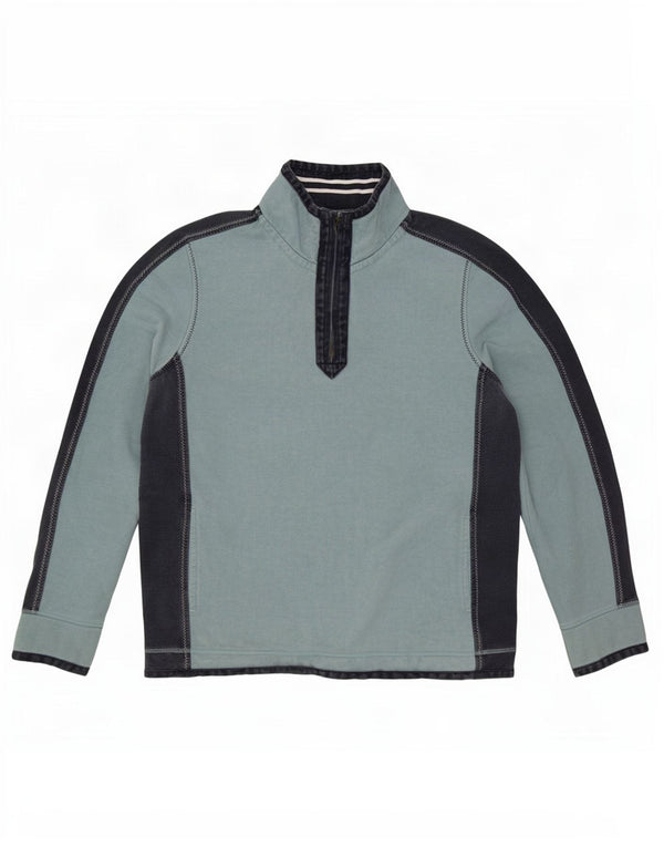 Fat Face Sweat-shirt col zippé pour homme XL en coton color block bleu