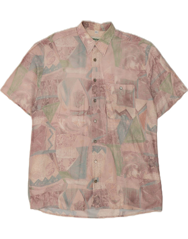 JUPITER Mens Abstract Pattern Short Sleeve Shirt Size 42 Large Pink