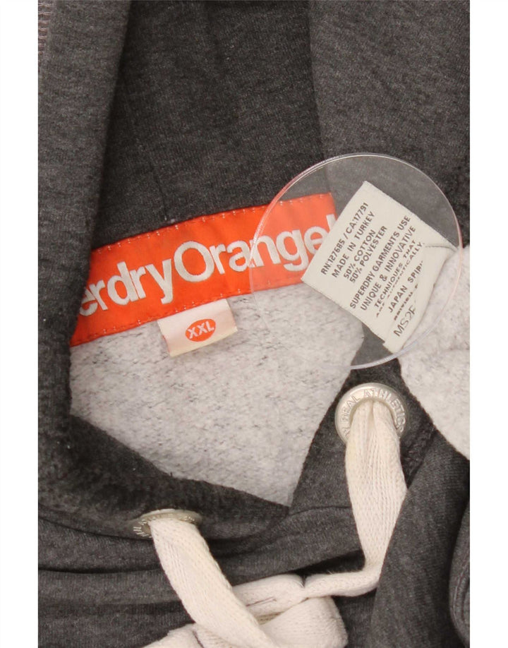 Superdry Pull à capuche pour homme 2XL Gris Coton