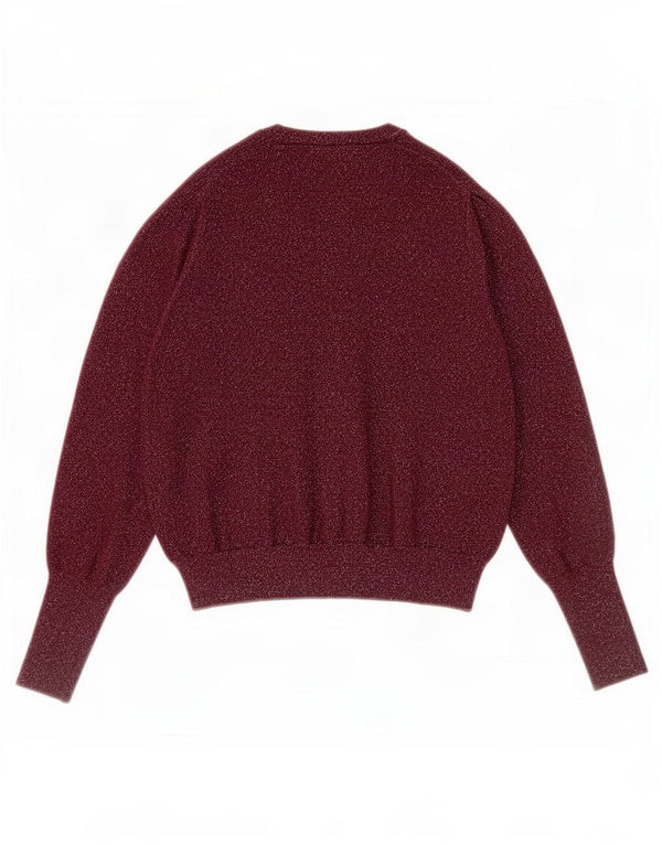 Marks & Spencer Womens Crop Cardigan Sweater UK 14 Medium Burgundy Flecked