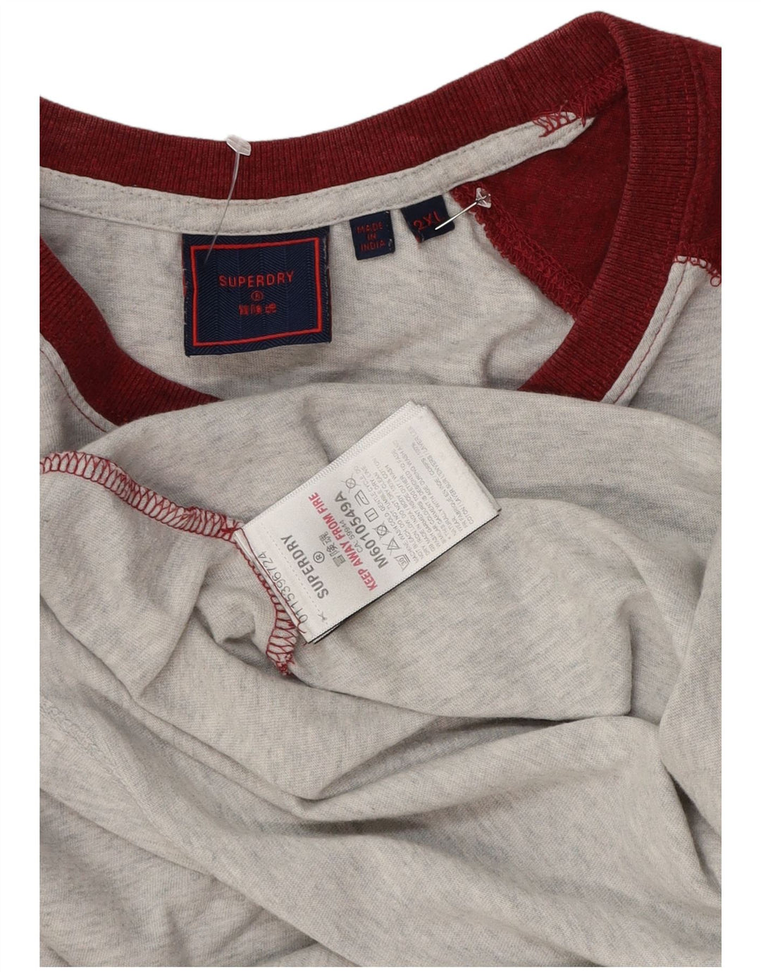 Superdry Haut à manches longues pour homme 2XL Gris Colorblock Cotton