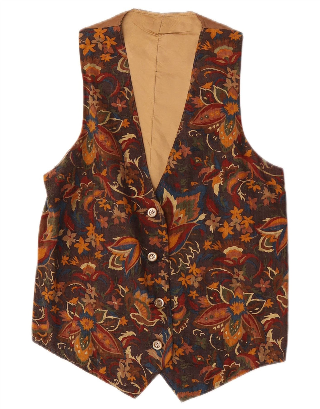 gilet homme vintage XS Marron Floral