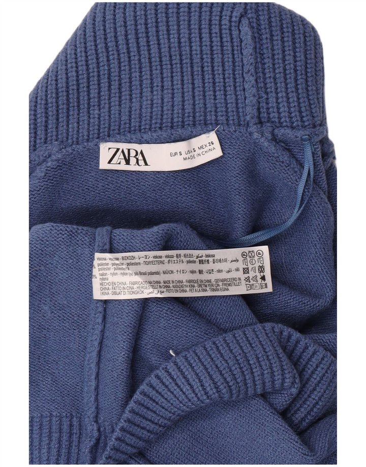 Zara Pull court surdimensionné à col roulé pour femme UK 10 Petit Bleu