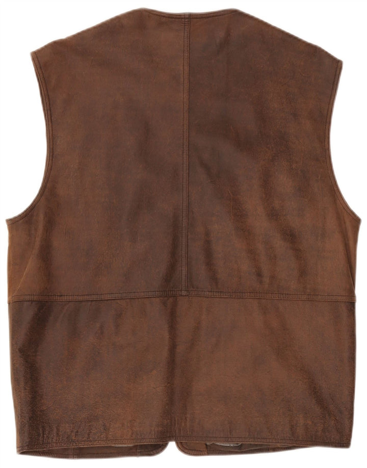 Itallo Gilet en cuir pour homme IT 50 Large Marron