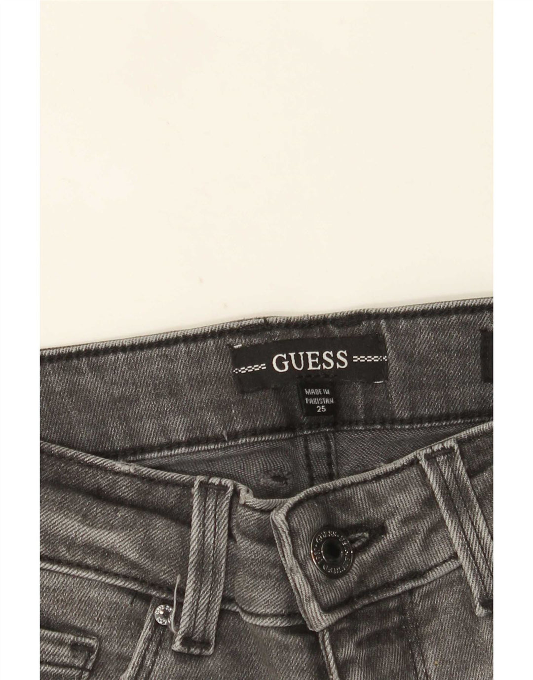 Guess Jean skinny taille moyenne pour femme W25 L30 Gris