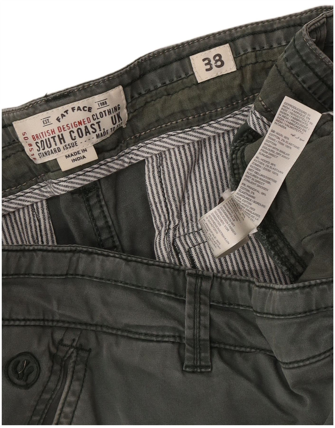 Fat Face Short cargo régulier pour homme W38 XL en coton vert