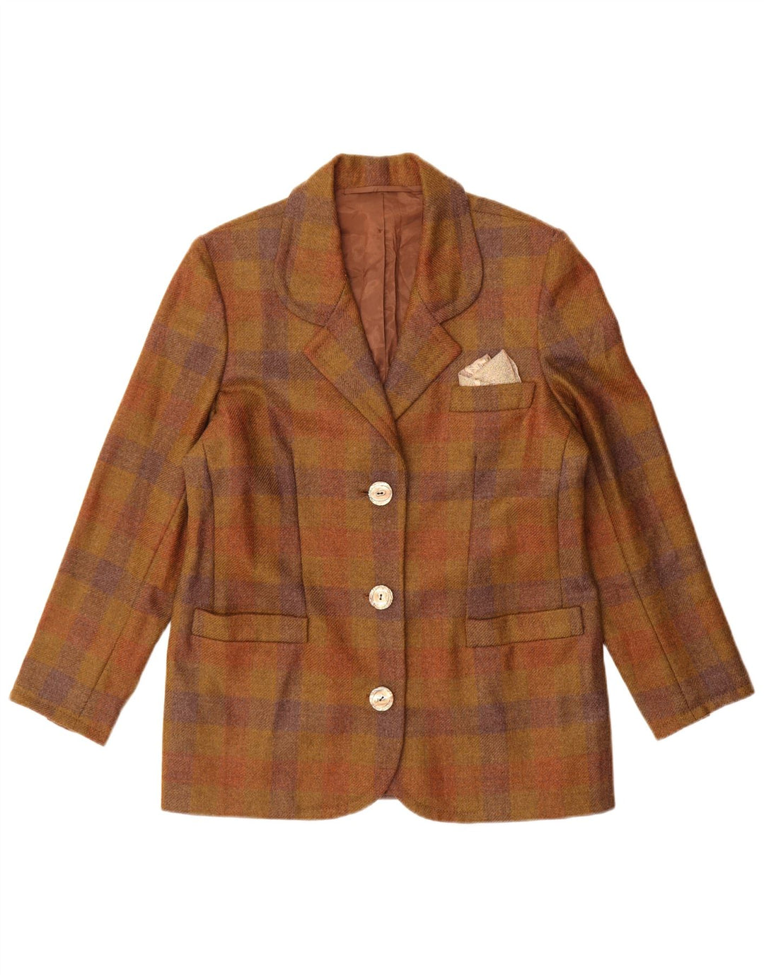 vintage Femme 3 Bouton Blazer Veste UK 14 Moyen Beige Check