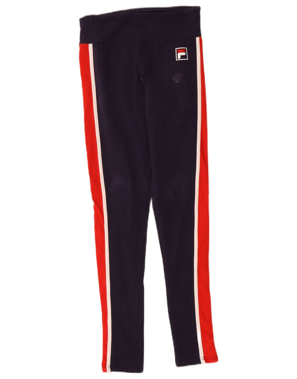 Fila Leggings Femme UK 10 Petit Bleu Marine Colorblock