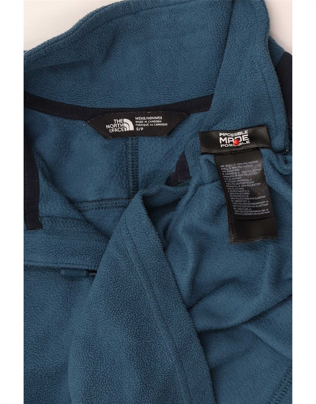 The North Face Pull polaire à col zippé pour homme Petit polyester color block bleu