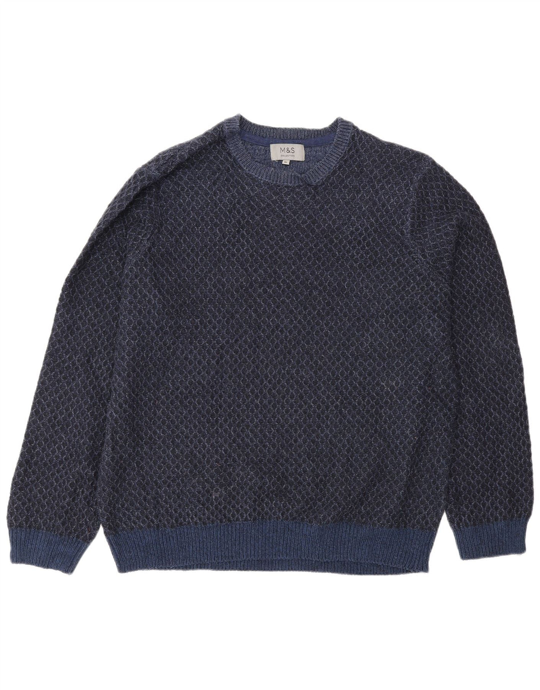 Marks & Spencer Pull à col rond pour homme XL Bleu marine géométrique