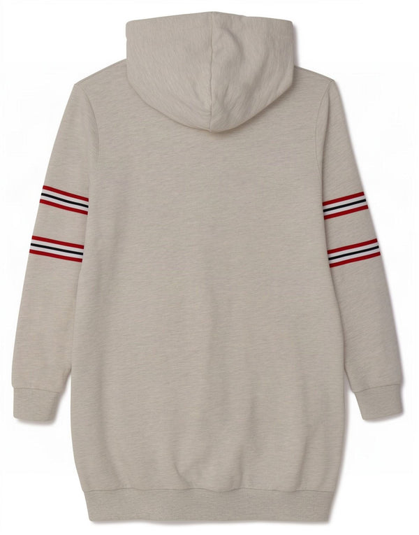 Superdry Robe à capuche graphique pour femme UK 12 Coton rayé gris moyen