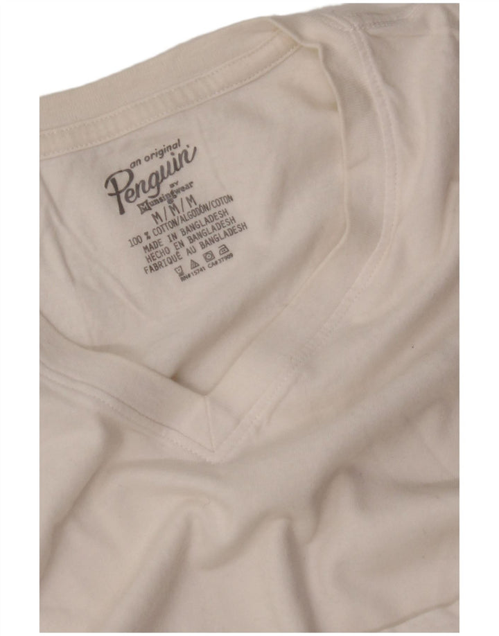 PENGUIN T-Shirt Femme Top UK 44 Coton Blanc Moyen