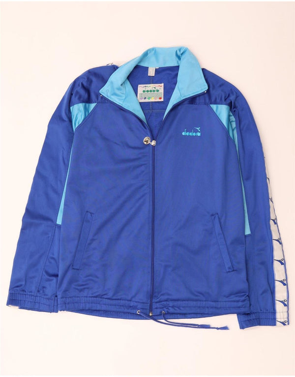 Diadora Veste de survêtement graphique pour hommes UK 44 XL Bleu Colorblock