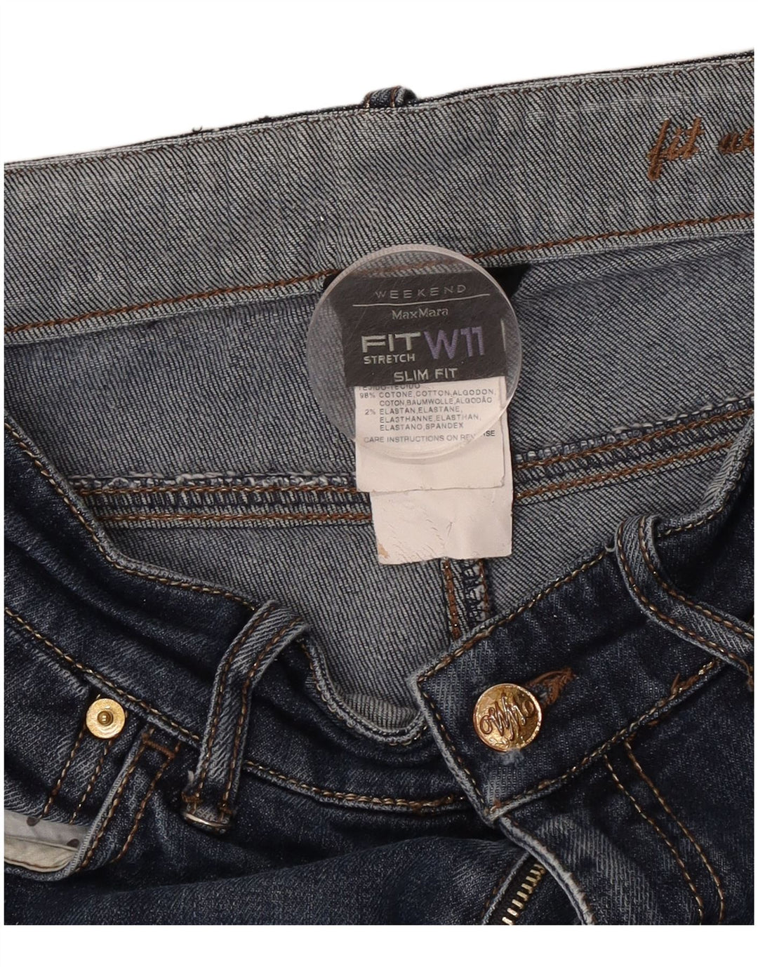 Max Mara Jean Weekend Slim Femme W28 L26 Bleu Marine Coton