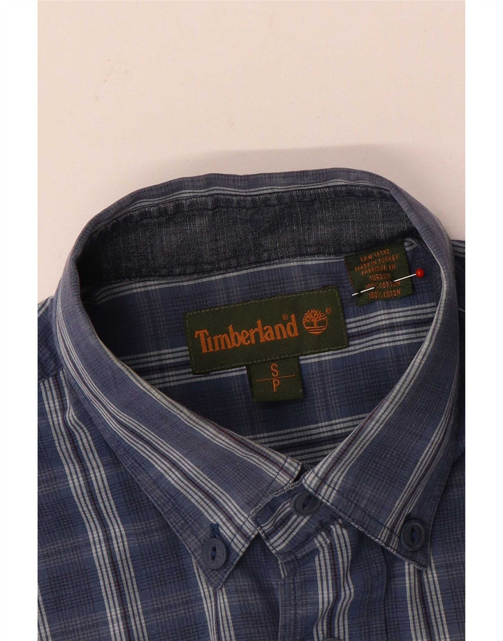 Timberland Chemise à manches courtes pour homme en coton à petits carreaux bleus