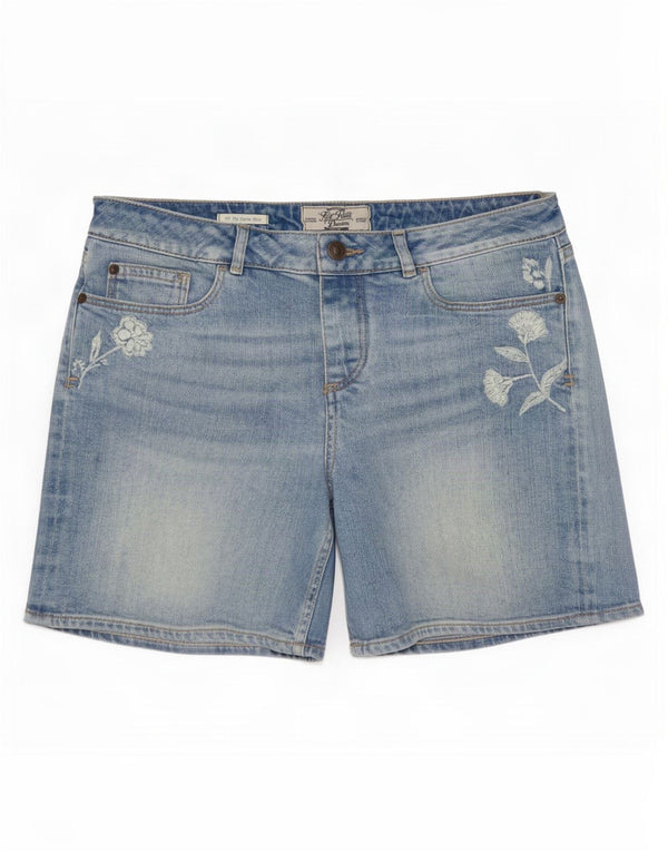 Fat Face Womens Denim Shorts UK 10 Small W27 Blue Floral Cotton