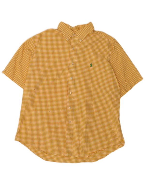 Ralph Lauren Chemise classique à manches courtes pour homme XL en coton vichy jaune