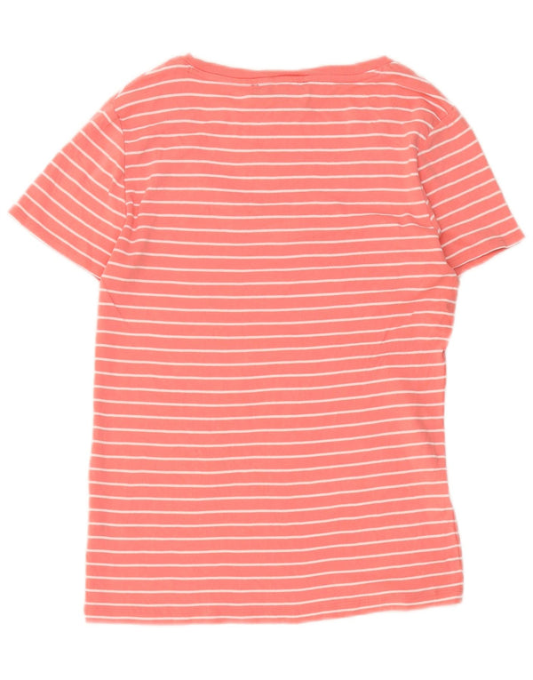 Tommy Hilfiger T-Shirt Femme UK 12 Coton Rayé Rose Moyen