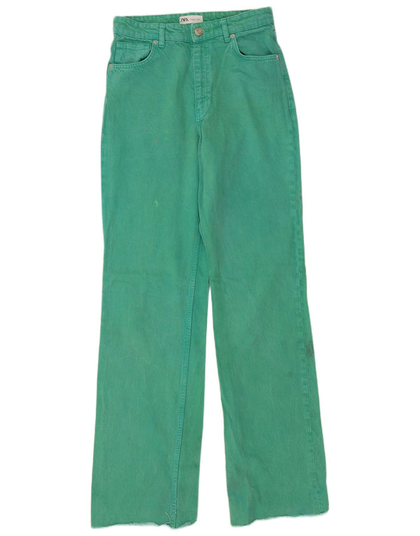 Zara Jean droit taille haute pour femme EU 38 Small W28 L34 Vert Coton