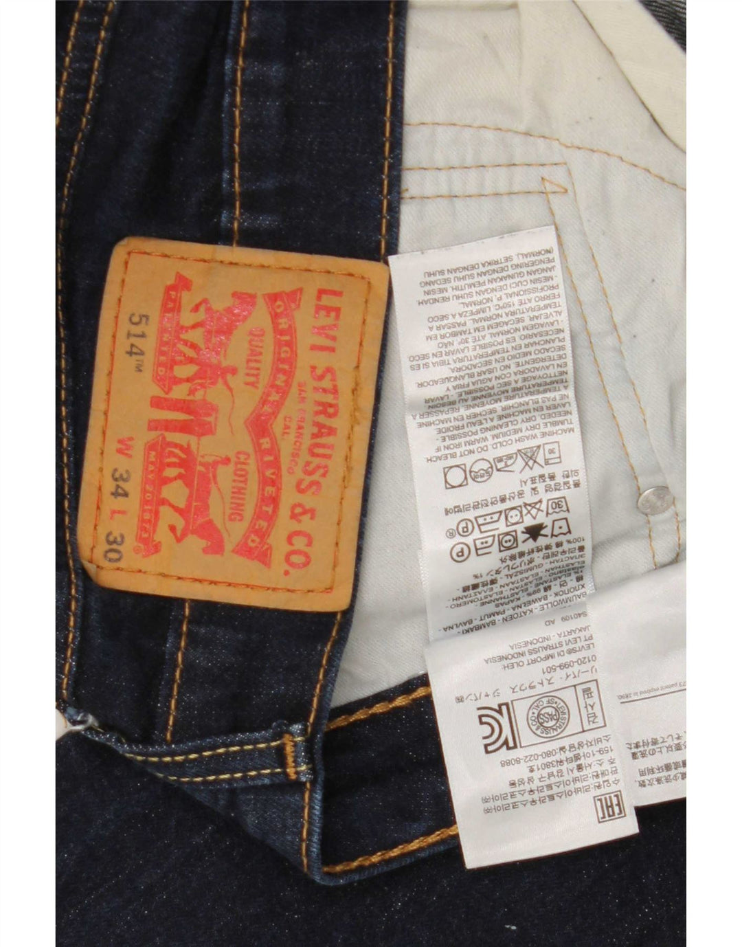 Levi's Jean 514 Straight Homme Bleu Marine W34 L30 Coton