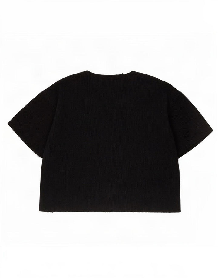 Zara Womens Crop T-Shirt Top UK 14 Moyen Noir Polyester