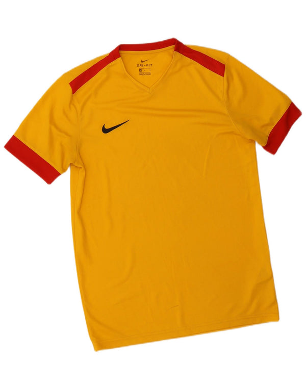 Nike Mens Dri Fit T-Shirt Top Medium Yellow Colourblock Polyester