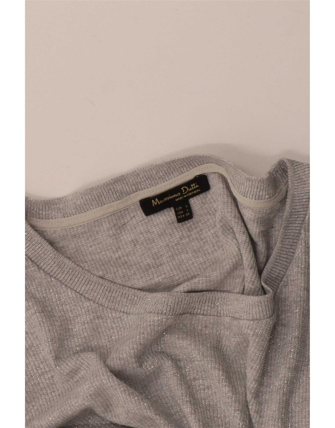 Massimo Dutti Haut Femme Manches 3/4 UK 16 Large Gris