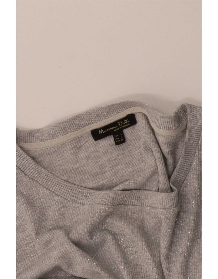 Massimo Dutti Haut Femme Manches 3/4 UK 16 Large Gris