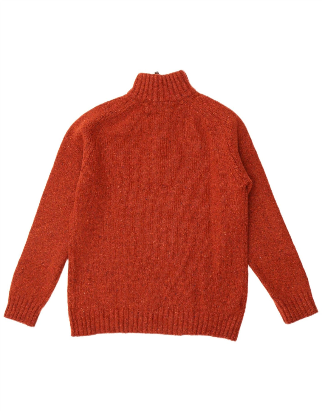 John Lewis Pull à col zippé pour homme en laine mérinos mouchetée marron moyen